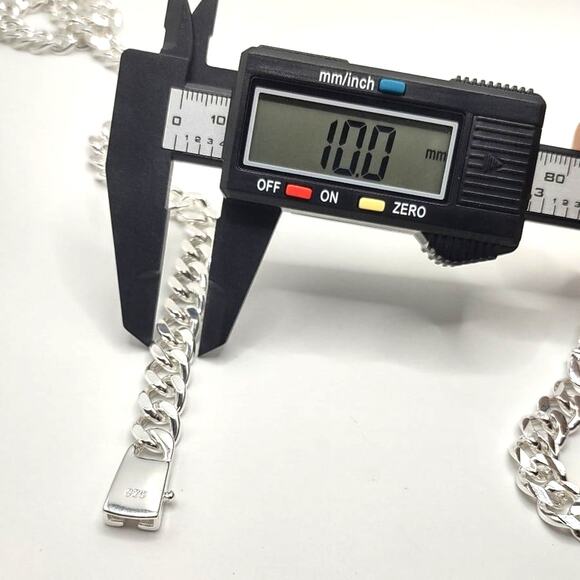 925 Silver Miami Cuban Chain Necklace & Bracelet Set Valentines Birthday Gift - Picture 5 of 7